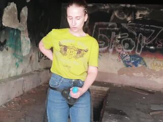 Anastasia Mastix outdoor abandoned building horror pegging