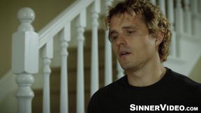 Vanessa Sky cock worships hung dude before fucking her throbbing meat