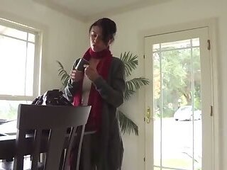 Burglar pounces on the lesbian brunette in hopes of anal fingering and face sitting