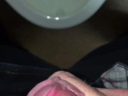 Here’s a recording of a recent Cumshot at work in Slow Motion into toilet full of my piss