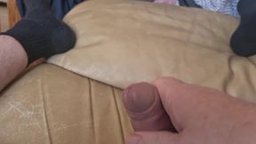 My Friend Is Lying on the Couch Jerking off His Cock Until He Orgasms