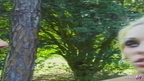 Blonde Sexy Shemale Is Seduced Outdoors on Vacation and Anal Fucked