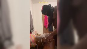 Big Ass&#x1F351; Ebony Sissy Femboy Gets BBC Creamy Bussy While GF Away