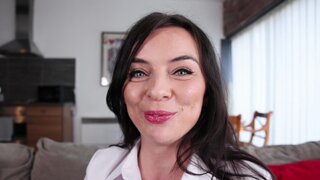 A hot brunette babe from Poland is masturbating