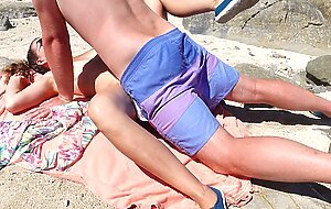 Stranger jerks off on the beach, then touches and fucks my pussy!