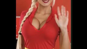 hot mcdonalds blonde teen taking a hot break