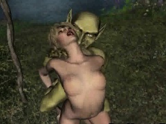 3D elf babe gets fucked in the woods by a goblin