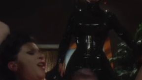 Redhead mistress delights in strapon riding and teasing bound submissive