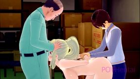 Rough BDSM Fun With Konosuba’s Darkness in Wild MMF Group Sex Parody