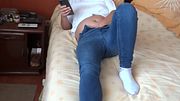 Stepmother stands up and pulls down her jeans to masturbate while watching me jerk off, great compilation.