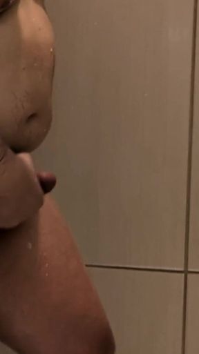 Asian Stepdad Hotel Shower, Masturbating and Cumshot