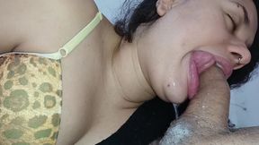 CREAMPIE THROBBING ON THE SLUT&#039;S NERVOUS TONGUE, THIRSTY FOR MILK