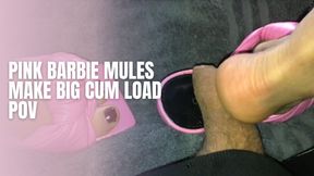 Pink Barbie Mules - Big Cum Load POV