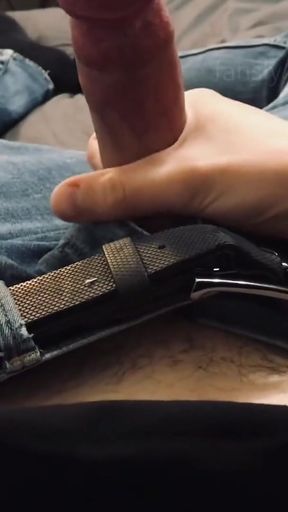 University student jerking off in blue jeans after class (no cum)   Clip 1