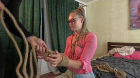 Office Girl Bound by a Ninja Rope Bondage & Trunk Capture (part 1)