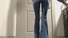 Desperate Pissing in Bellbottom Jeans