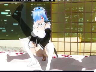 CG ANIME RE ZERO Rem pounces on a large weenie