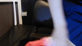 セーラー服が個室ネットカフェでアナルにしっぽをつけてオナニー