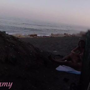 FLASHING my COCK in front of my STEPDAUGHTER in a PUBLIC BEACH and she HELPS me CUMSHOT in front of everyone - REAL SEX RISKY #2