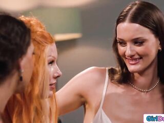 With Robin Coffins blind date canceled lesbo pair Olivia Madison and Rocky Emerson have one more idea.An all lesbo cunt licking three-some