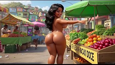Stunning Nude Brazilian Favelada Daily Life Buying Bread Funk Dance Street Pee Supermarket Milk All Fours Pose