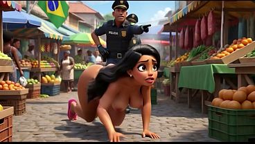 Stunning Nude Brazilian Favelada Daily Life Buying Bread Funk Dance Street Pee Supermarket Milk All Fours Pose (AI Generated)