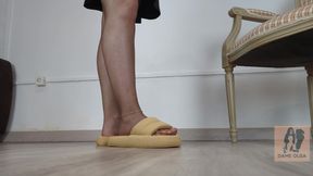 Shoeplay, Dangling &amp; Walking in Home Slippers and Pantyhose (shoe Collection) - Dame Olga