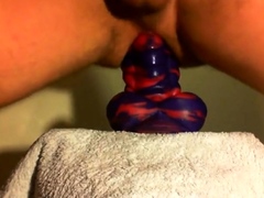 amateur Anal sex toy fun with flint the bad dragon !