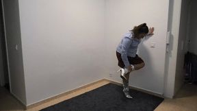 Holding a leg in silver boots ORDER a