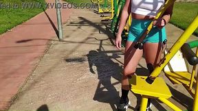 Outdoor bj with a sexy latina milf and her personal trainer