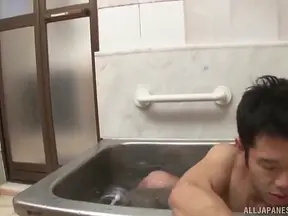 Mature Japanese Lover Gives Quick Bathroom Fuck Without Interruption