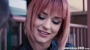 Lesbian hotties meet up and finger fuck with passion