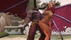 illidan stormrage stand lift and carry fucks a hot redhead elf - warcraft parody