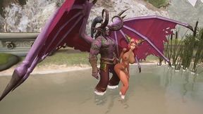 illidan stormrage stand lift and carry fucks a hot redhead elf - warcraft parody