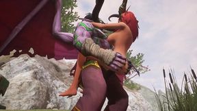 illidan stormrage stand lift and carry fucks a hot redhead elf - warcraft parody
