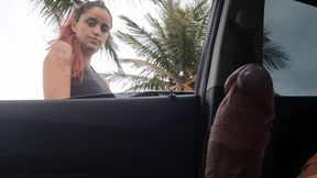 Public handjob with a sexy street stranger!