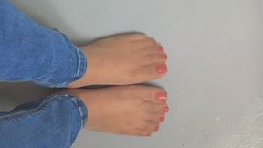 Wearing super thin skintone nylons Top view