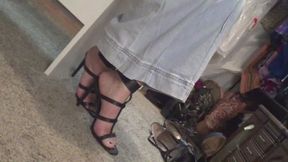 Dangle Strappy Black High Heels