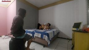 Cheating hubby spies on his scorching wife with a stranger