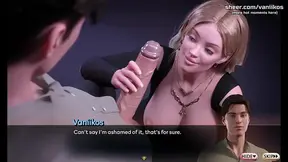 Ebony MILF gags on young cock in animated hentai game
