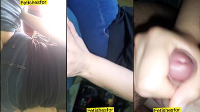 Bbw jeanssitting & lapdance on slave's cock finish on handjob with long nails #buttcrush #cockcrush