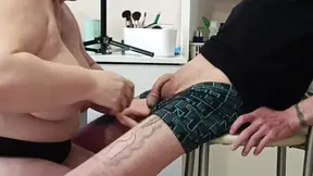 Stepmom does blowjob and dick fingering until I cum