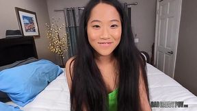 Cute-faced Asian does not mind quick fuck with stepdad - POV