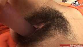 Hairy 18yo petite Latina Teen with tiny tits fucks a dildo