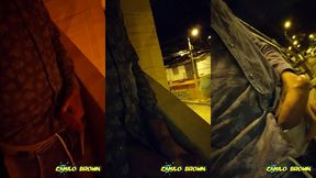 hot colombian guy jerking off in public after a party night - camilo brown