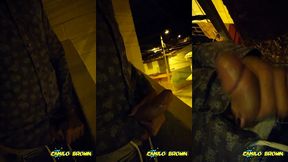 hot colombian guy jerking off in public after a party night - camilo brown