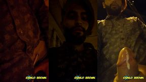 hot colombian guy jerking off in public after a party night - camilo brown