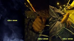 hot colombian guy jerking off in public after a party night - camilo brown