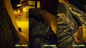 hot colombian guy jerking off in public after a party night - camilo brown