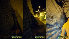 hot colombian guy jerking off in public after a party night - camilo brown